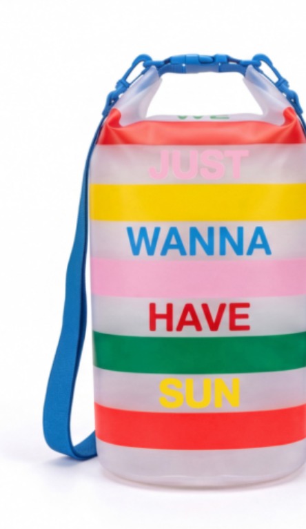 Printed 20 litre roll-top dry bag — Colorful Holiday stripes print